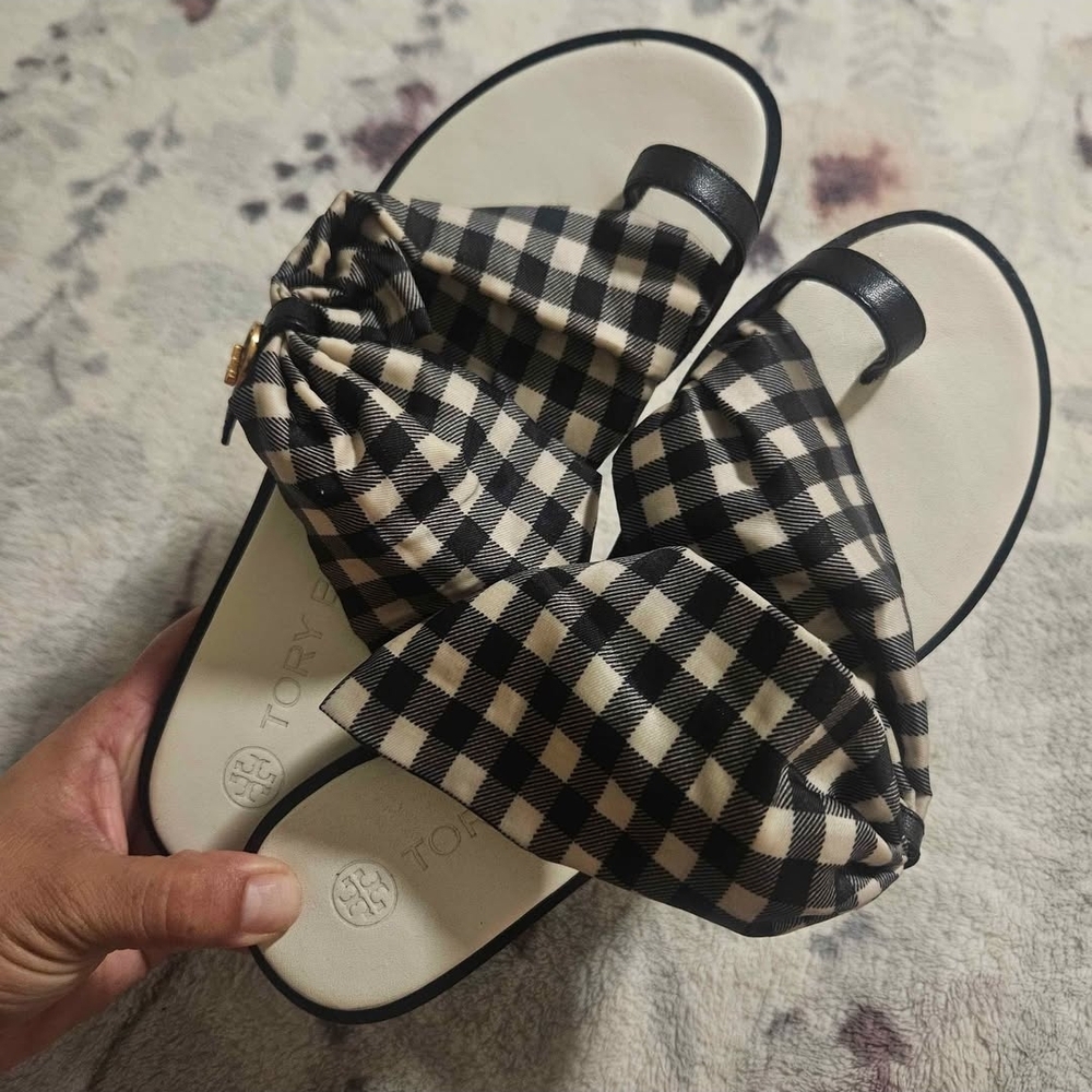 Tory Burch Black and White Checkered Women's Sandals